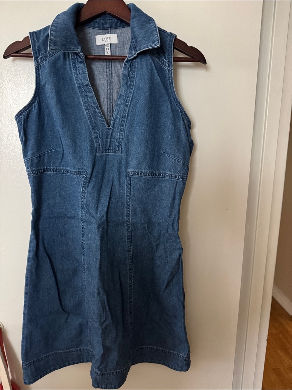 LOFT Blue Denim V-Neck Sleeveless Dress